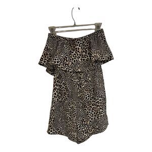 Jolie & Joy Women’s size S Leopard Animal Print Strapless Ruffles Romper NWT